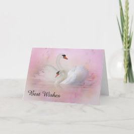 Tarjeta Dos cisnes en Boda de fondo rosado