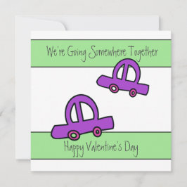 Tarjeta Dos coches viajando en Día de San Valentín