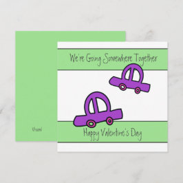 Tarjeta Dos coches viajando en Día de San Valentín