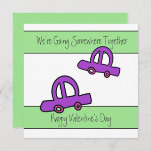 Tarjeta Dos coches viajando en Día de San Valentín