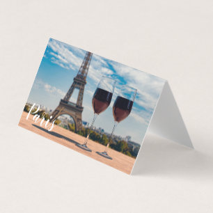 Tarjeta Dos copas de vino con Torre Eiffel
