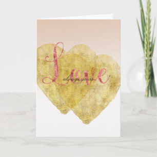Tarjeta Dos corazones dorados siempre te encantan