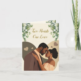 Tarjeta Dos Corazones, Un Amor Pareja Afroamericana