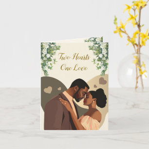 Tarjeta Dos Corazones, Un Amor Pareja Afroamericana