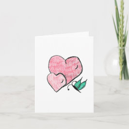 Tarjeta Dos Corazones y una Mariposa 