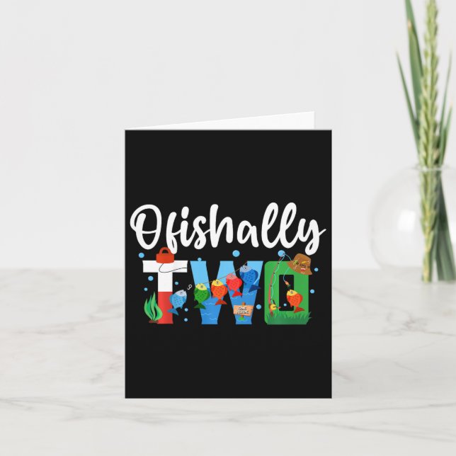 Tarjeta Dos decoraciones de cumpleaños para niños O-fish 2 (Anverso)