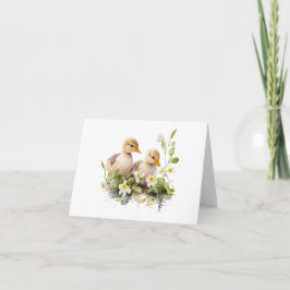 Tarjeta Dos Ducklings con Daisies BLANK