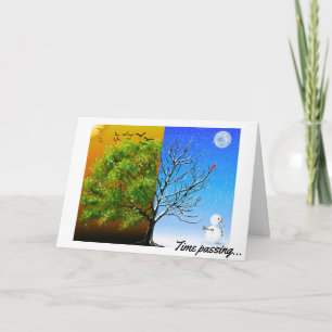 Tarjeta Dos estaciones, un árbol
