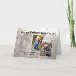 Tarjeta Dos fotos del Personalizado del Día Rústico del Pa