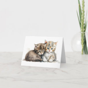 Tarjeta Dos gatitos adorables BLANCO