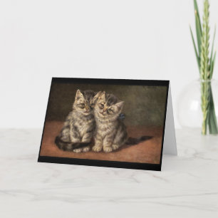 Tarjeta Dos gatitos. Chico, chica. Amor, aniversario