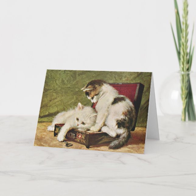 Tarjeta Dos gatitos juguetones (Anverso)