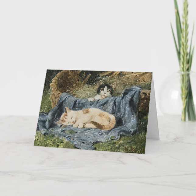 Tarjeta Dos gatitos | Julius Adam el Joven (Anverso)