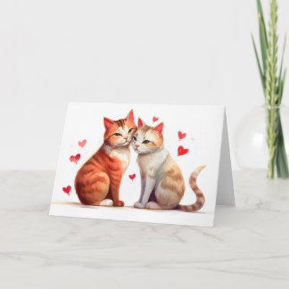 Tarjeta Dos gatos abrazados por el romance Día de San Vale
