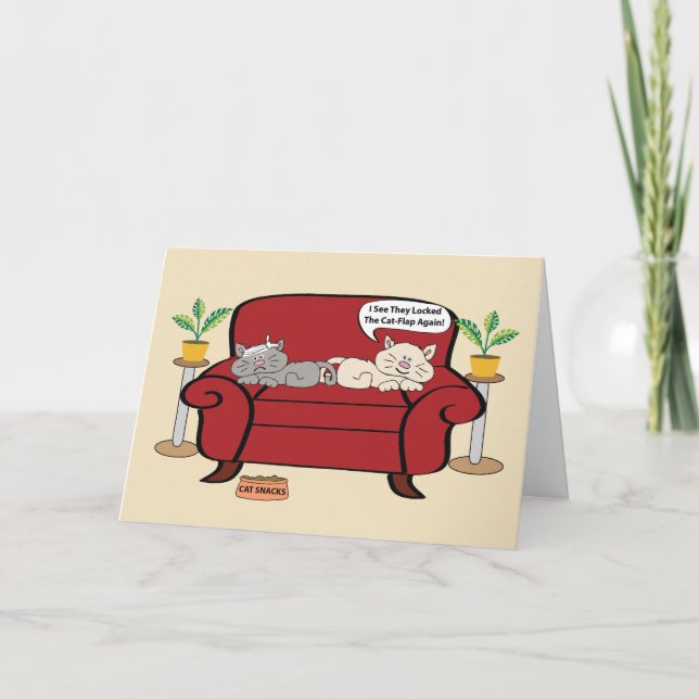 Tarjeta Dos Gatos En La Presidencia Humor Cumpleaños (Anverso)
