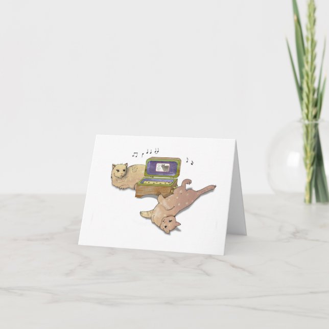 Tarjeta Dos gatos y una caja de música (Anverso)