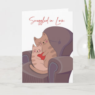 Tarjeta Dos geniales gatos acurrucados en el amor