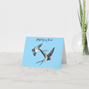 Tarjeta Dos golondrinas de granero personalizadas volando