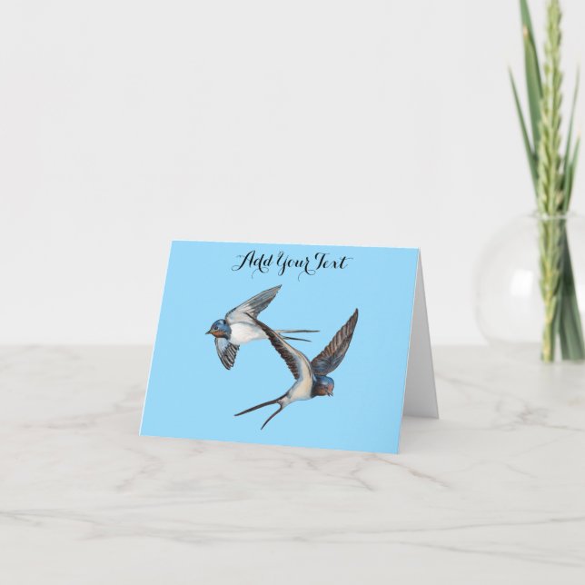 Tarjeta Dos golondrinas de granero personalizadas volando (Anverso)