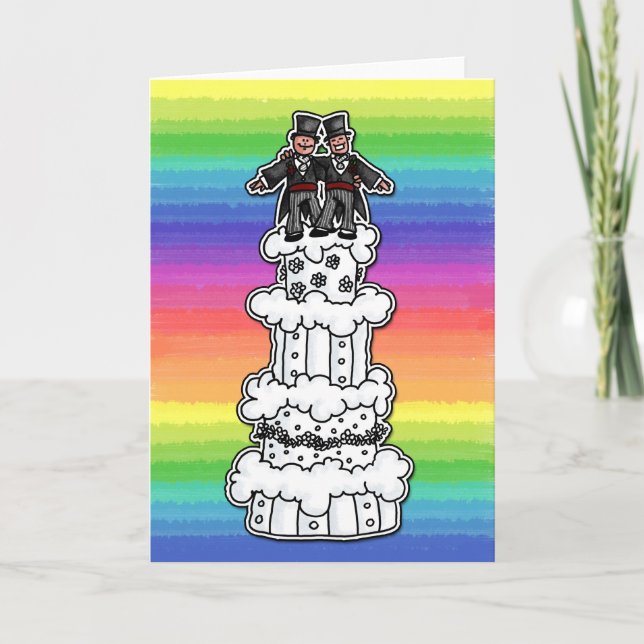Tarjeta Dos Grooms para el pastel de Boda arcoiris (Anverso)