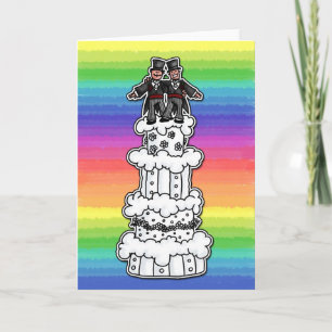 Tarjeta Dos Grooms para el pastel de Boda arcoiris