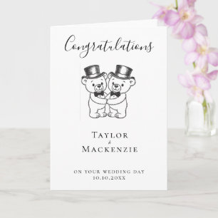 Tarjeta Dos Grooms Teddy Bears Felicita al Boda
