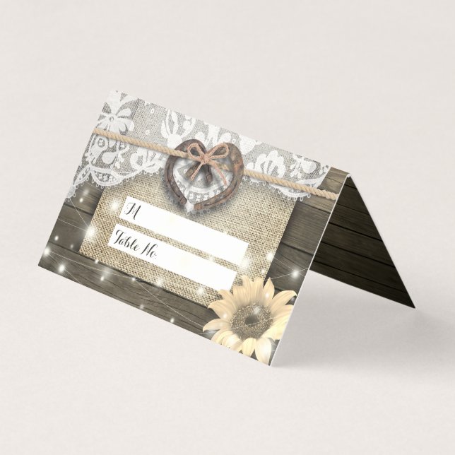 Tarjeta Dos Herradura Boda de corazón número de tabla Esco (Anverso)