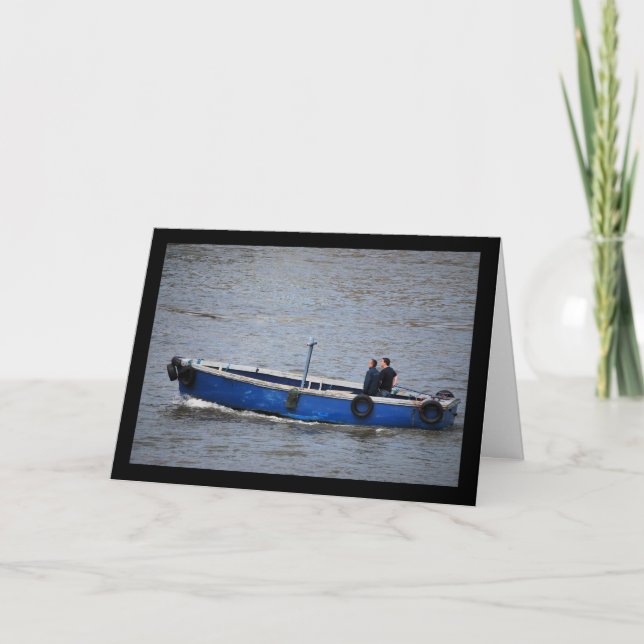 Tarjeta Dos hombres y un barco azul (Anverso)