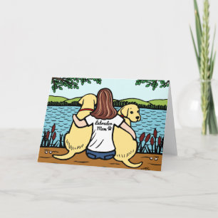 Tarjeta Dos Labradors amarillo y mamá de largo