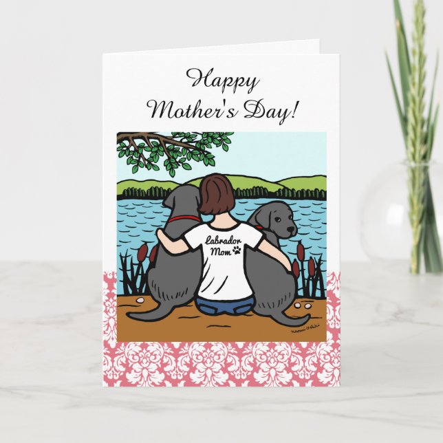 Tarjeta Dos Labradors negro y mamá (Anverso)