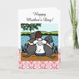 Tarjeta Dos Labradors negro y mamá