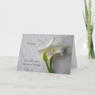 Tarjeta Dos lirios de calla frescos de condolencias
