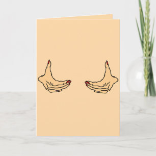 Tarjeta Dos manos femeninas de dibujos animados sosteniend