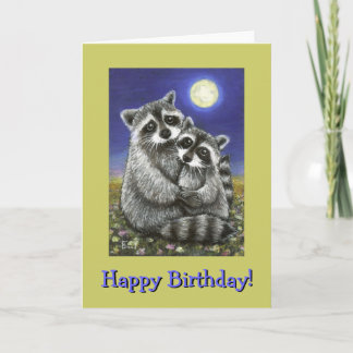 Tarjeta Dos mapaches locamente enamorados