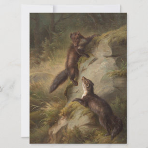 Tarjeta Dos martens en Woodland (Arte Animal)