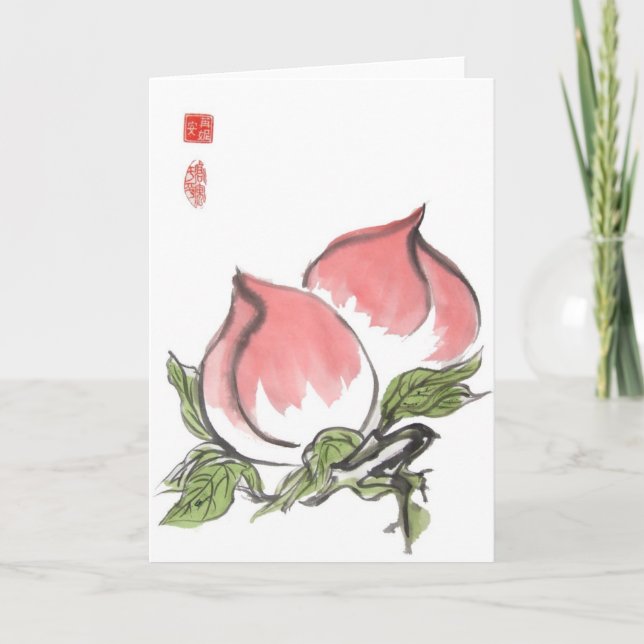 Tarjeta Dos melocotones rosados (Anverso)