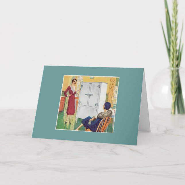 Tarjeta Dos mujeres de la cosecha en la cocina (Anverso)