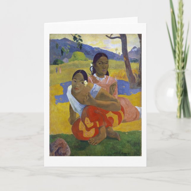 Tarjeta Dos mujeres tahitianas, Gauguin (Anverso)