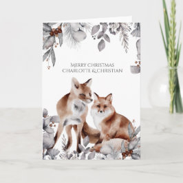 Tarjeta Dos Navidades personalizados de zorros rojos