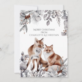 Tarjeta Dos Navidades personalizados de zorros rojos