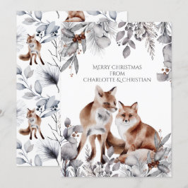 Tarjeta Dos Navidades personalizados de zorros rojos