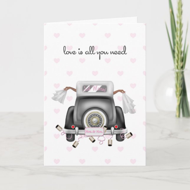 Tarjeta Dos novias afroamericanas, Boda lesbiana (Anverso)