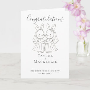 Tarjeta Dos novias Conejo Conejo Conejo Felicitaciones Bod