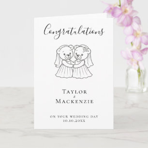 Tarjeta Dos novias Teddy Bears Felicitaciones Boda