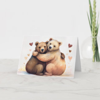 Tarjeta Dos osos abrazan el romance Día de San Valentín