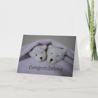Tarjeta Dos osos de peluche chica gemelos