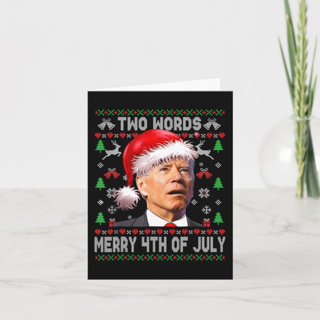 Tarjeta Dos Palabras Feliz 4 De Julio Navidades Joe Biden (Anverso)
