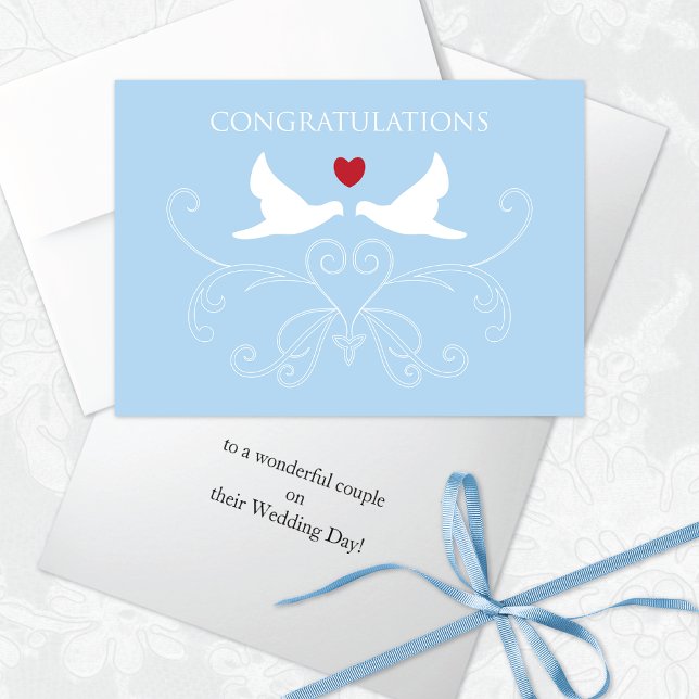 Tarjeta Dos palomas Boda del corazón rojo (Subido por el creador)
