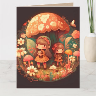 Tarjeta Dos pequeñas niñas elfas lindas