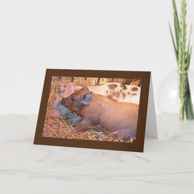 TARJETA "DOS PEQUEÑAS PIGGIES" DICE **FELIZ AMIGO DEL CUMP (Anverso)